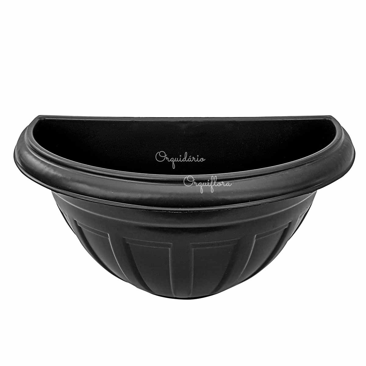 Kit 3 Vasos Pretos De Parede Meia Lua Jardim Vertical