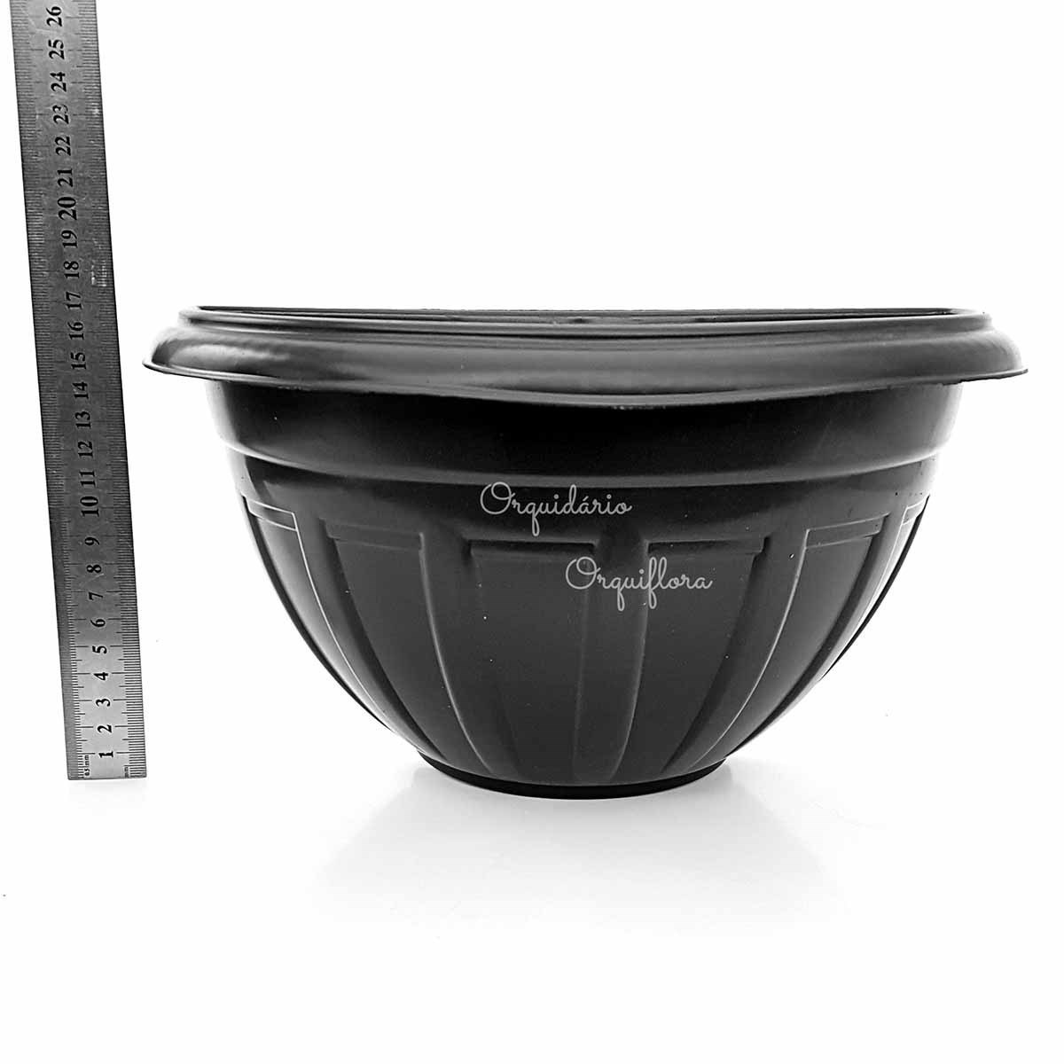 Kit 3 Vasos Pretos De Parede Meia Lua Jardim Vertical