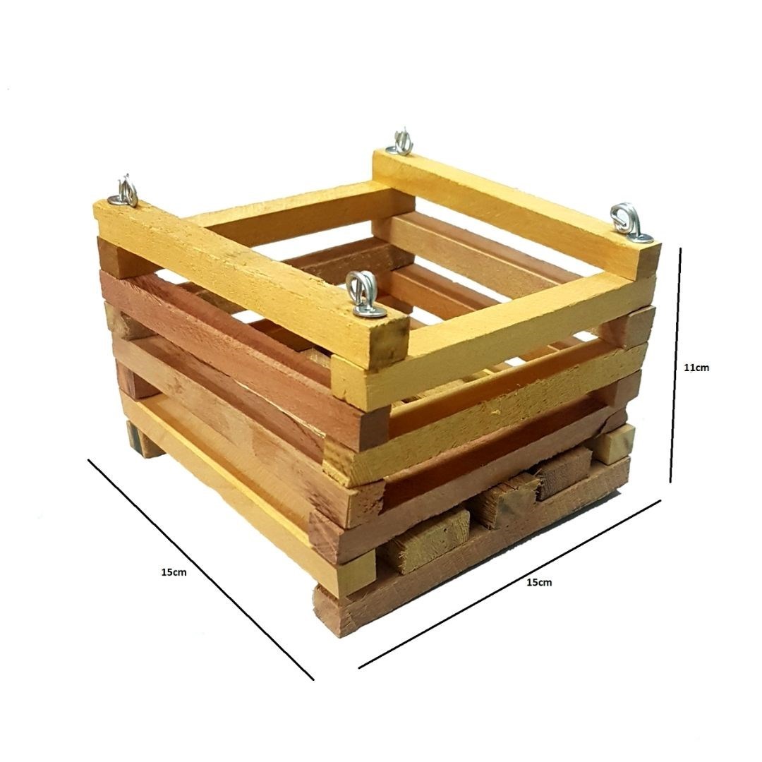 Cachepot de Madeira Quadrado - Tamanho: M - 15cm/11cm