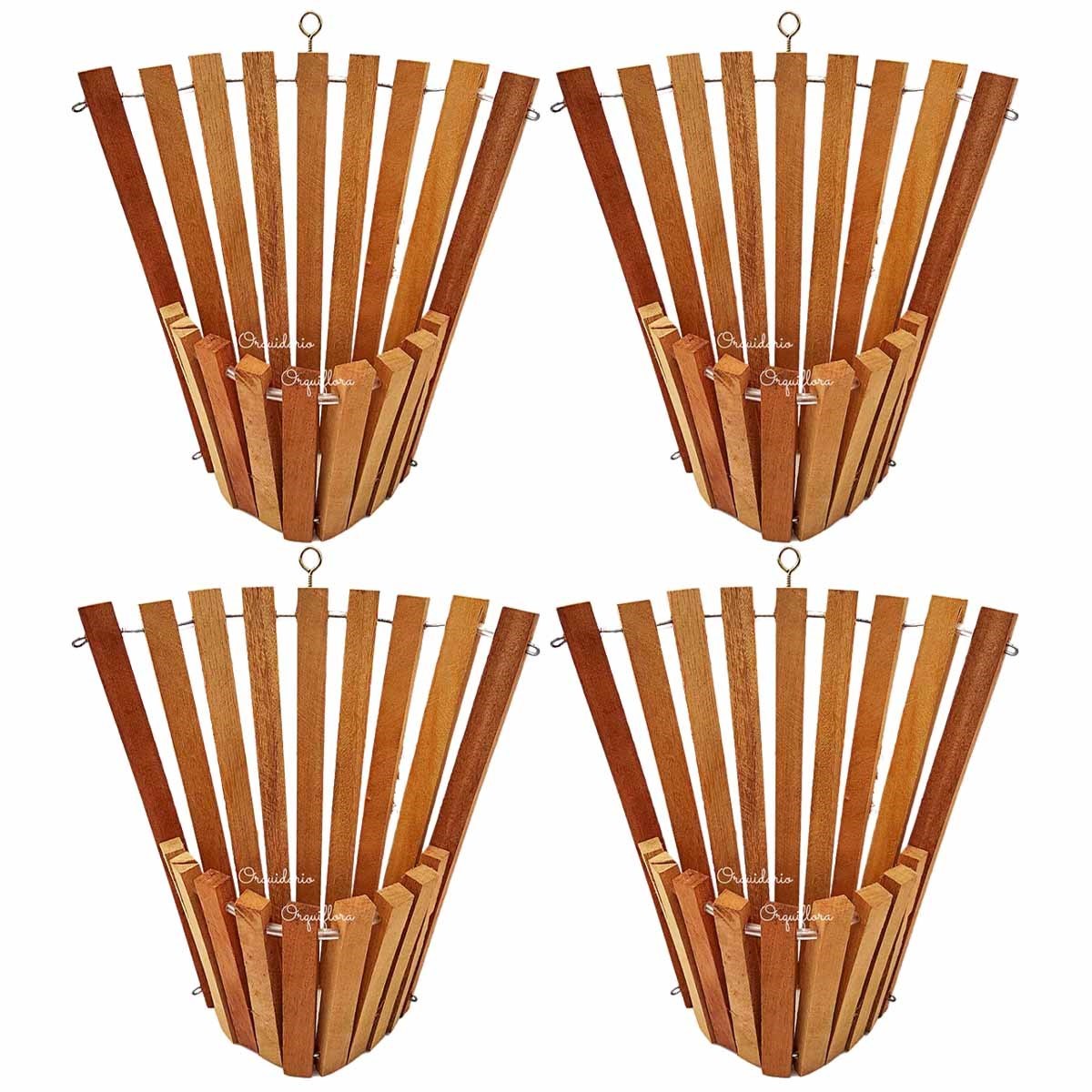 KIT 4 Cachepô de Madeira Cônico Tamanho G Para Plantas